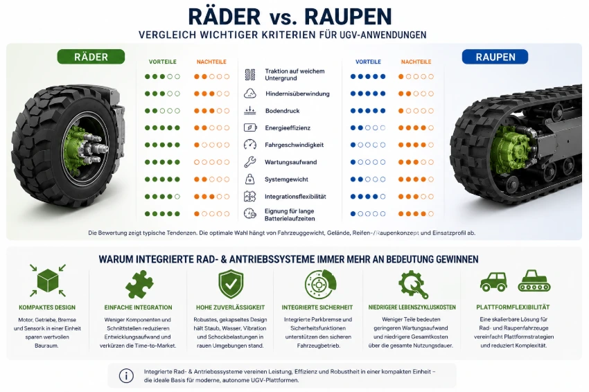 Vergleich Raupenantrieb - Radantrieb